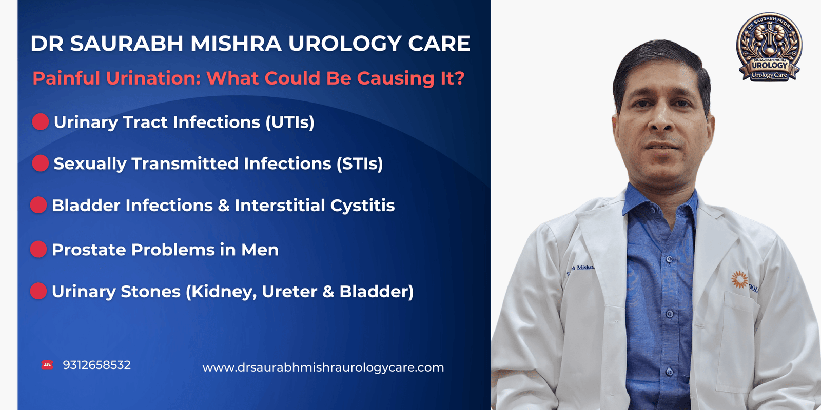 Dr. Saurabh Mishra Urology Care - Causes of Painful Urination including UTIs, STIs, Prostate Problems, Kidney Stones, and Bladder Infections