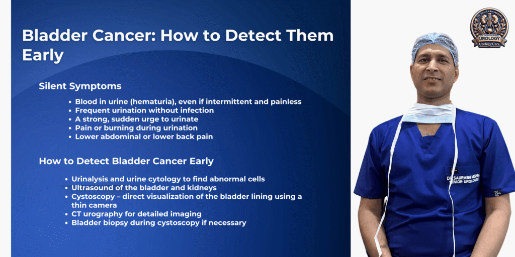 Bladder cancer symptoms and early detection methods explained by Dr. Saurabh Mishra, senior urologist in Delhi.
